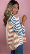 Multi Color Stripe Button Down Shirt (1 LARGE)