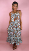 THML Blue Animal Print Midi Dress