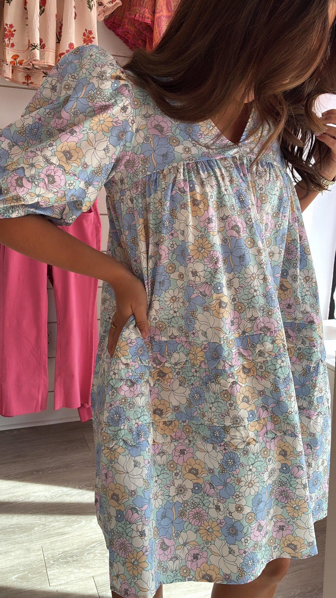 Karlie | London Floral Vneck Scallop Dress
