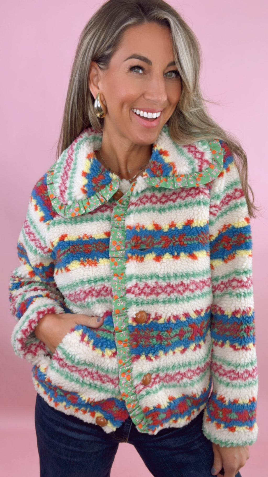 Ivy Jane Fair Isle Sherpa Jacket
