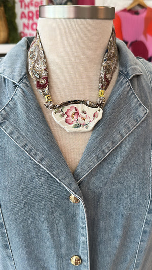 Vintage China Scarf Necklace (Multi)