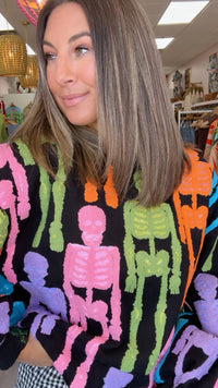 Queen of Sparkles | Multi Fuzzy Skeleton Sweatshirt