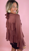 ASTR Fae Wine Ruffle Top