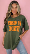 Daydreamer Green Raised On Country One Size Rocker Tee