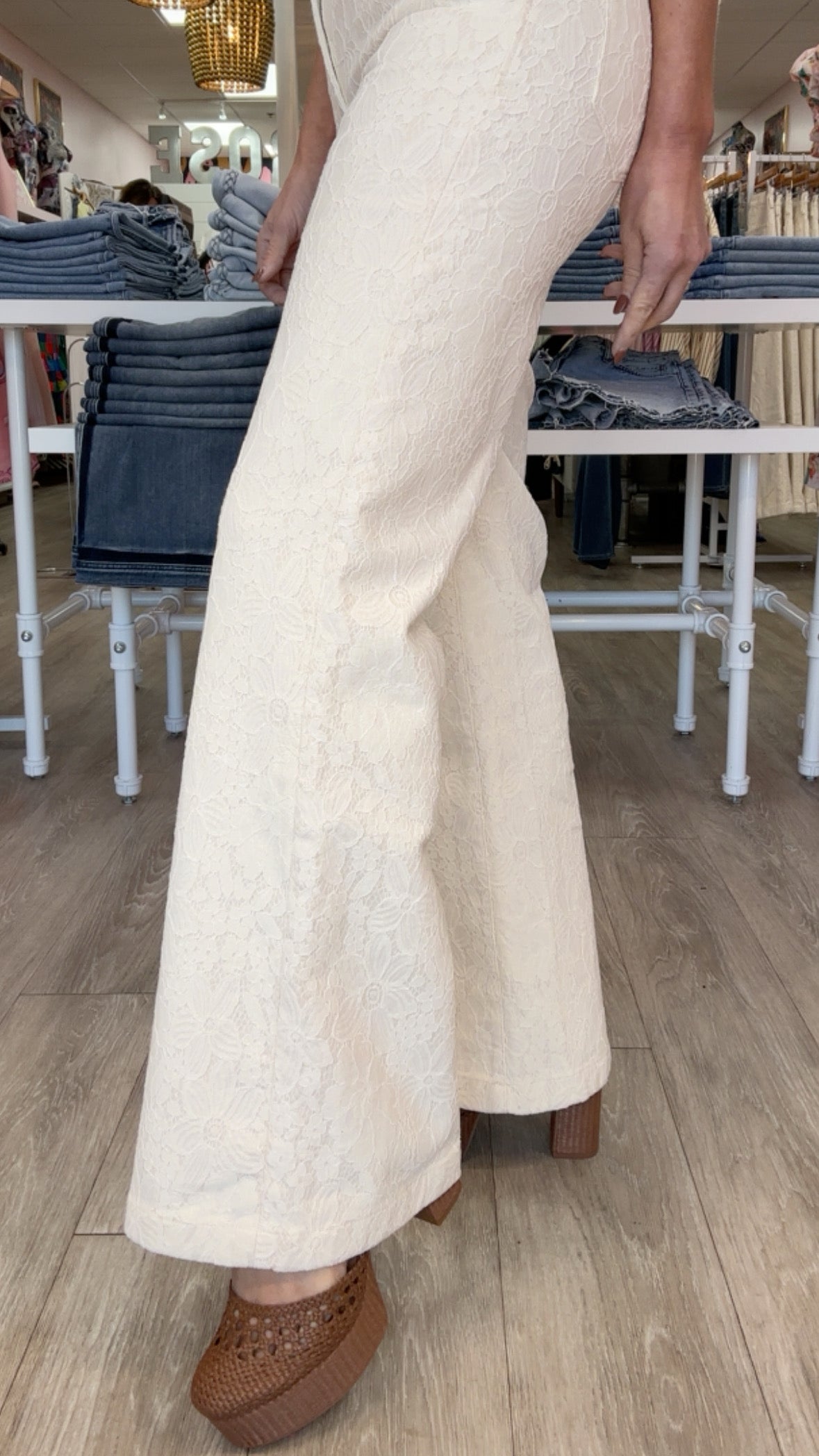 Dear John Fiona Wide Leg in Wheat Lace