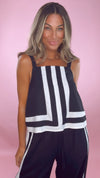 Black Stripe Pants Set