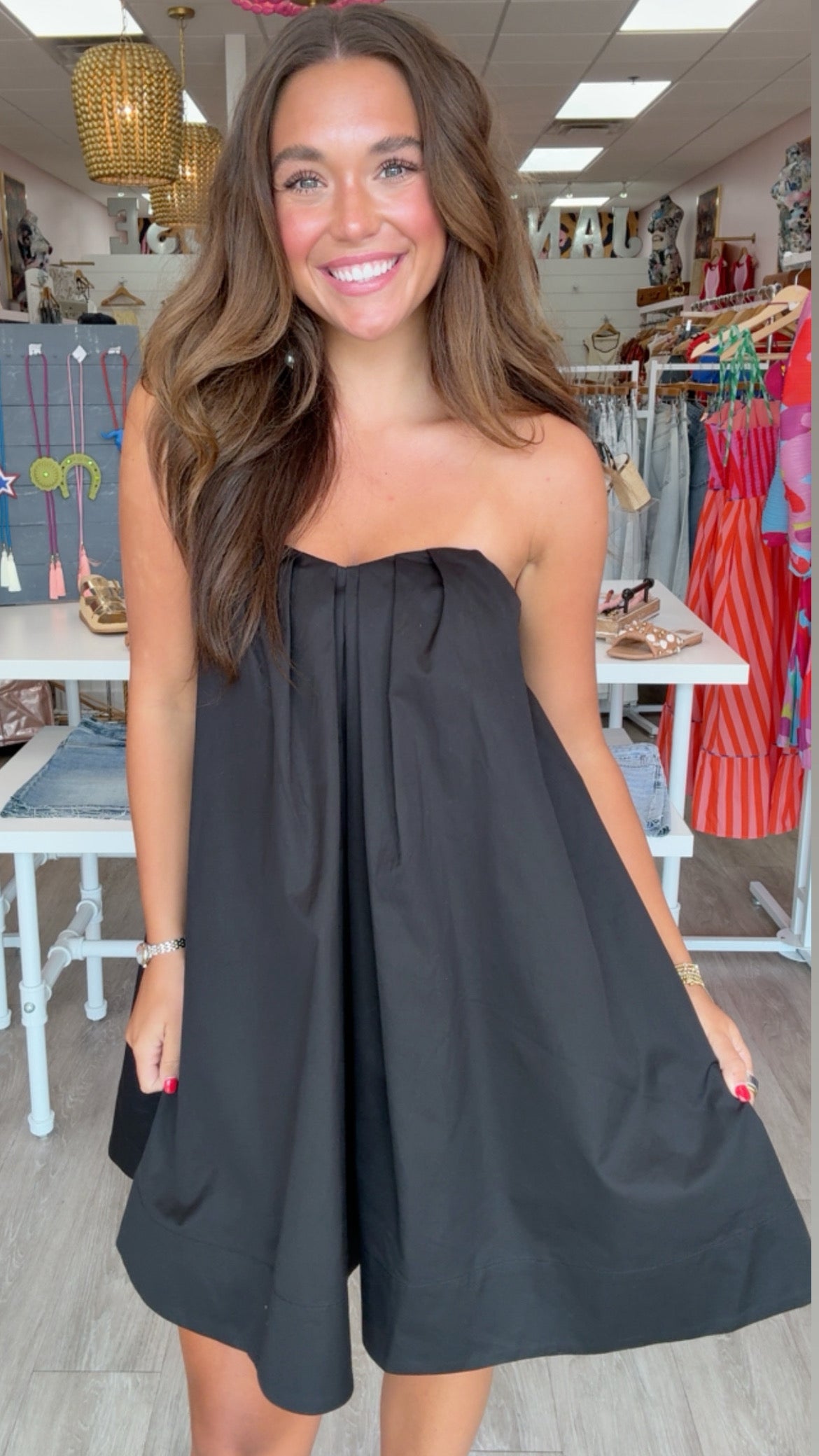 Endless Rose | Strapless Black Pintuck Mini Dress