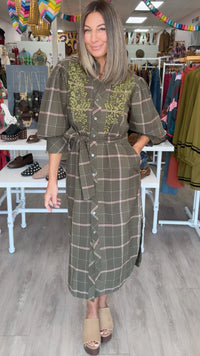 Ivy Jane | Green Plaid Triana Maxi Dress
