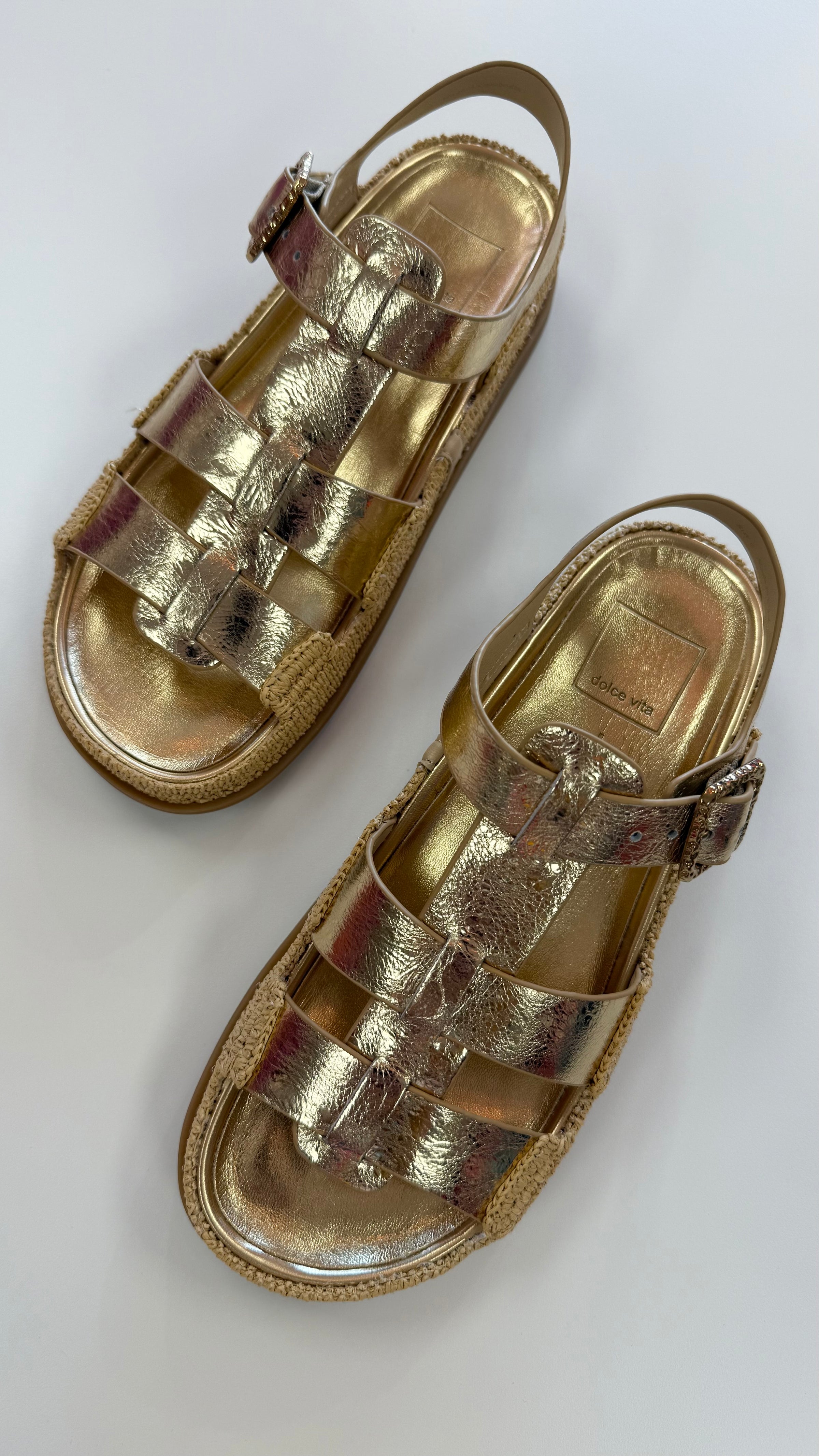 Dolce Vita | Shenna Gold Distressed Leather Sandal