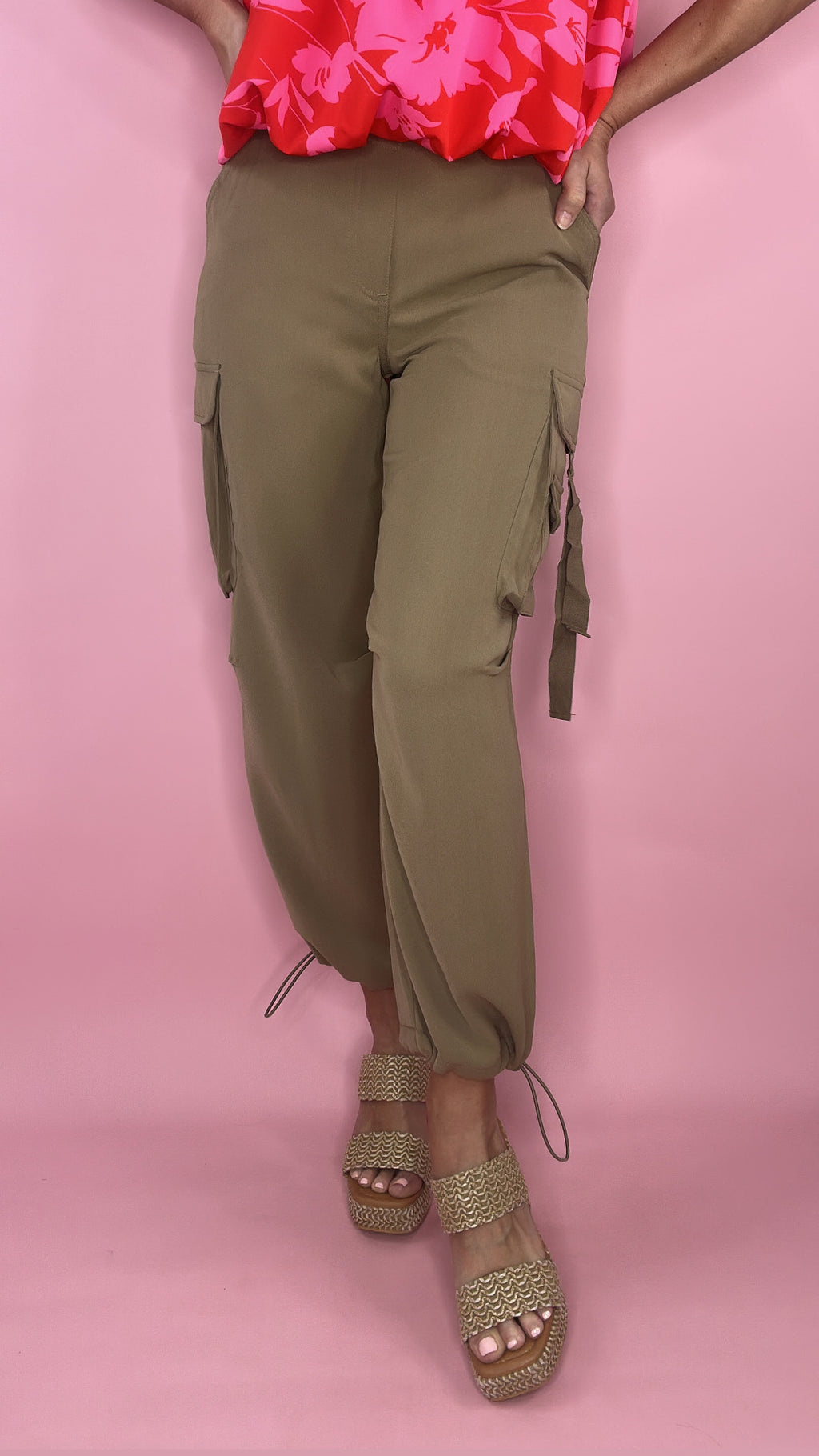 Liverpool Camel Cinch Pull On Cargo Pants