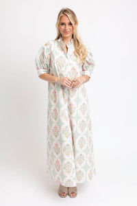 Karlie | Ivory Vintage Floral Ruffle Neck Shirt Dress