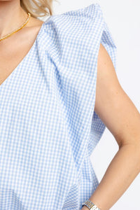 Karlie | Blue Check Bubble Top (1 SMALL)