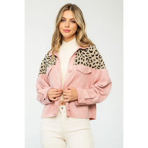 THML Leopard Suede Button Up Shacket (1 MEDIUM)
