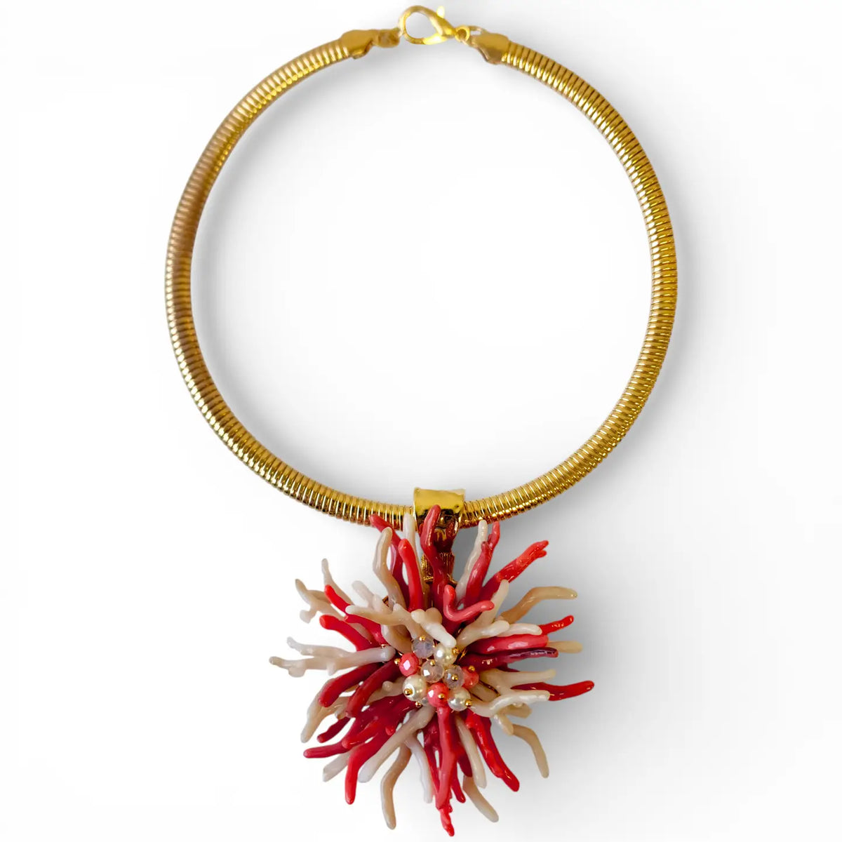 Coral Flower Collar Necklace