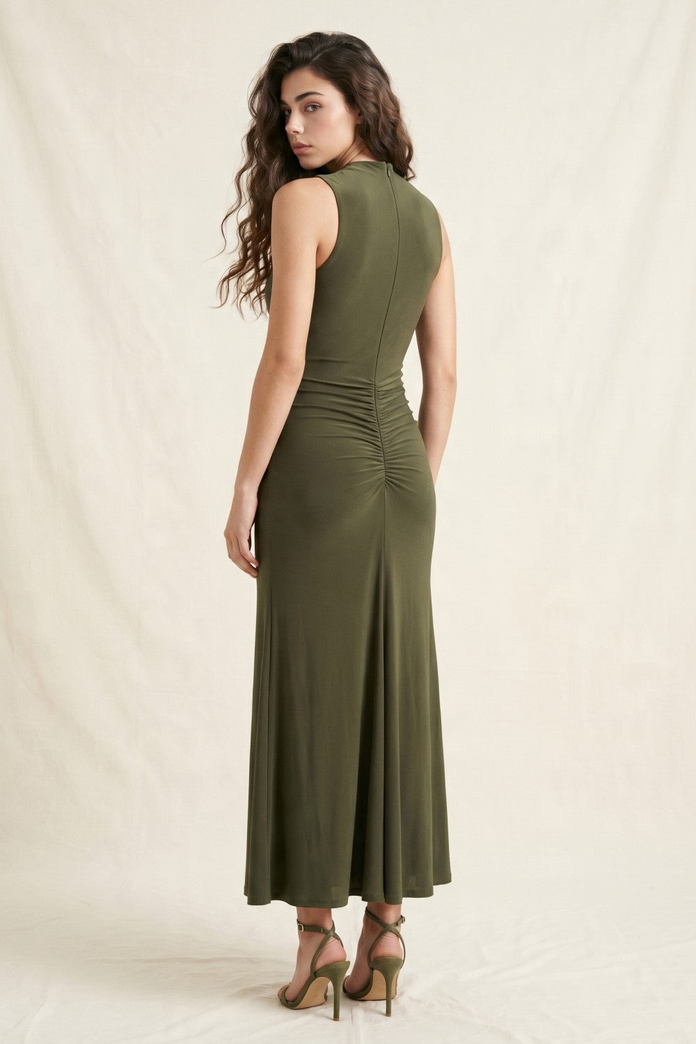 Olive Mockneck w/ Metal Hardware, BodyCon Maxi