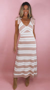 Mauve Stripe Sweater Sleeveless Midi Dress