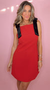 ASTR Ambria Red Bow Shoulder Mini Dress