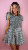 Black Gingham Smocked Romper