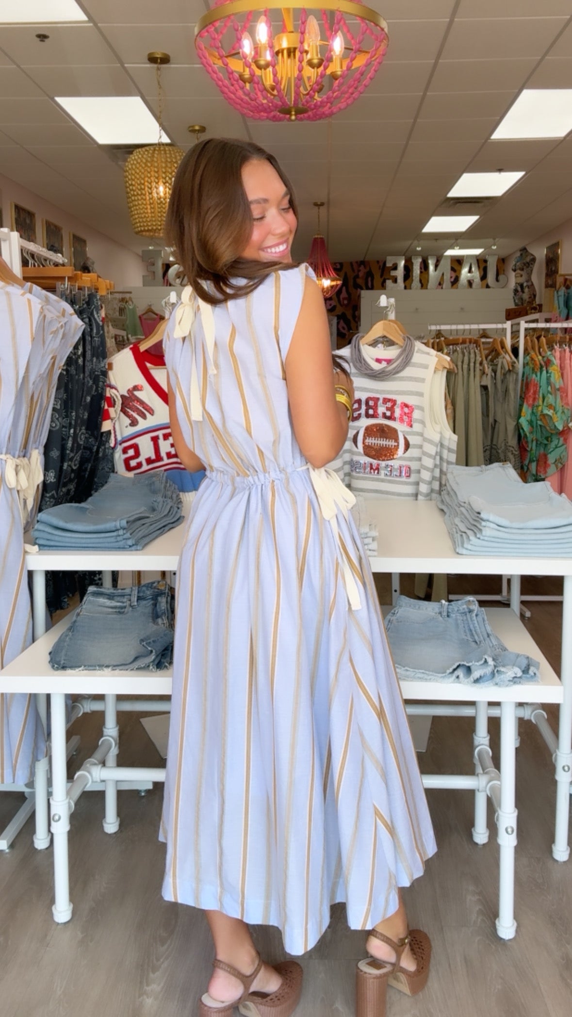 Blue Stripe Tie Bryce Dress