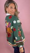 Queen of Sparkles Dark Green Vintage Jingle Bell Santa Sweatshirt