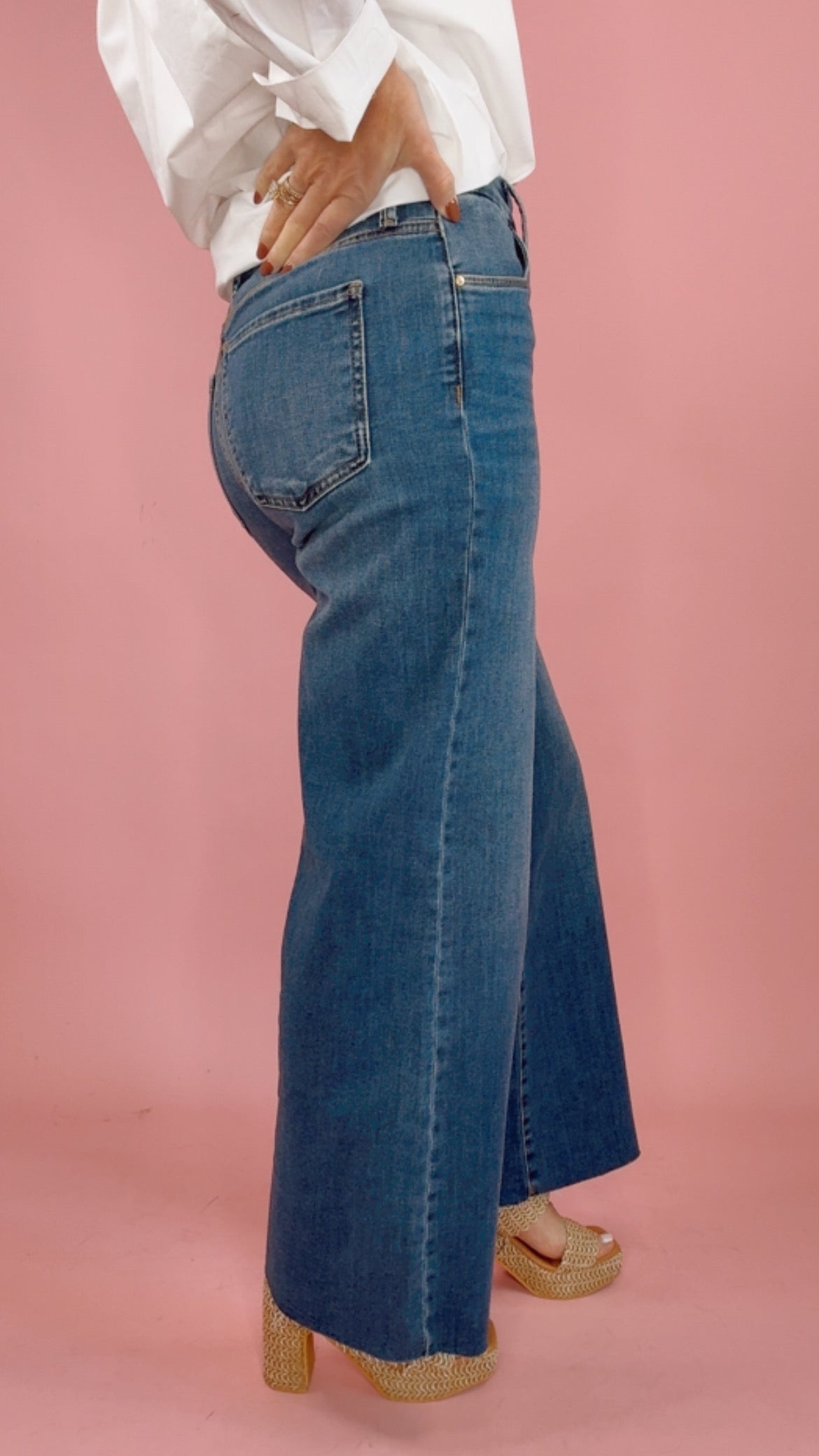 KUT Meg High Rise Wide Leg, Raw Hem