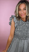 Black Gingham Smocked Romper