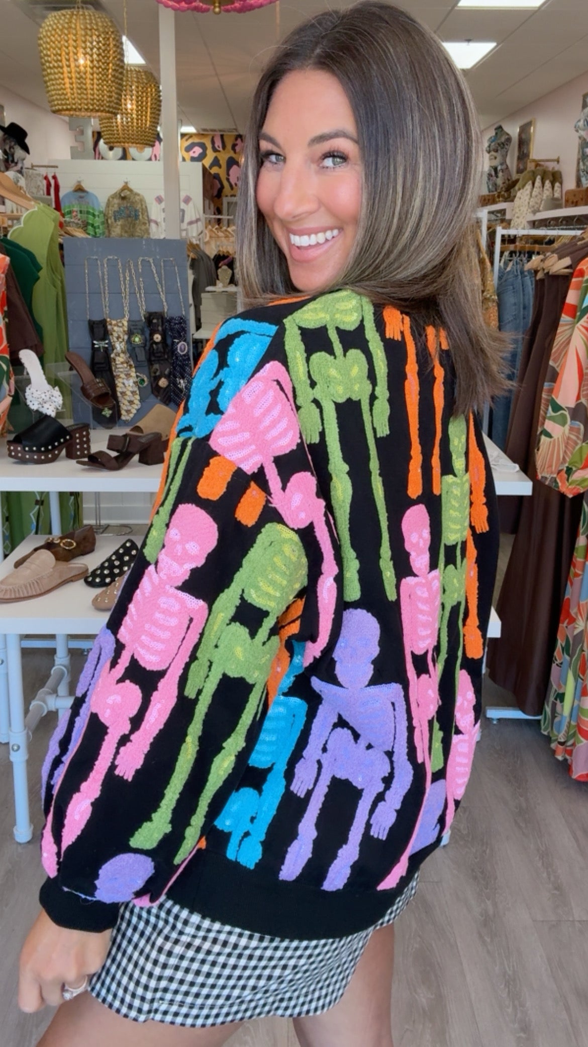 Queen of Sparkles | Multi Fuzzy Skeleton Sweatshirt