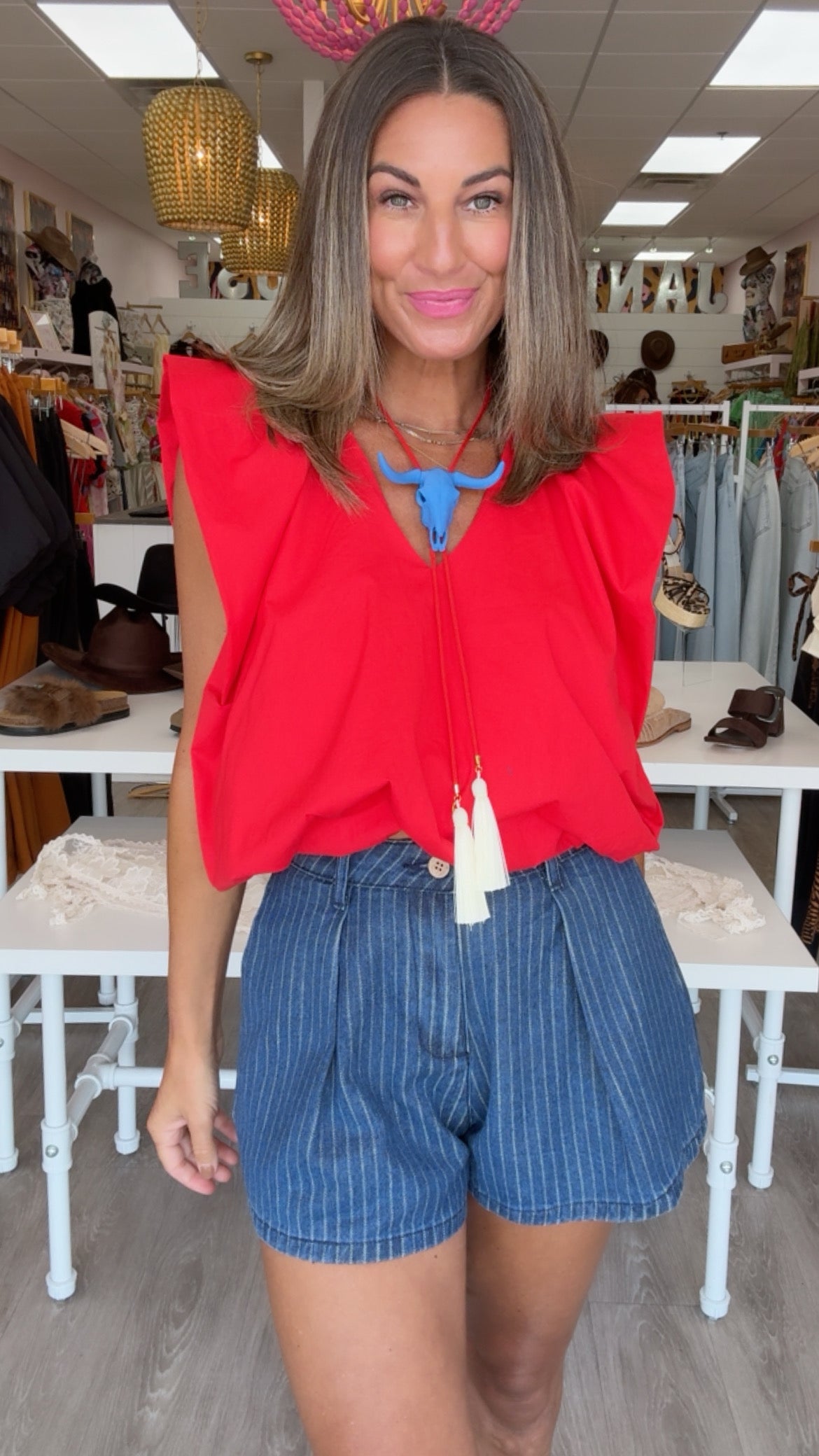 Karlie | Red Poplin Bubble Top (1 SMALL)