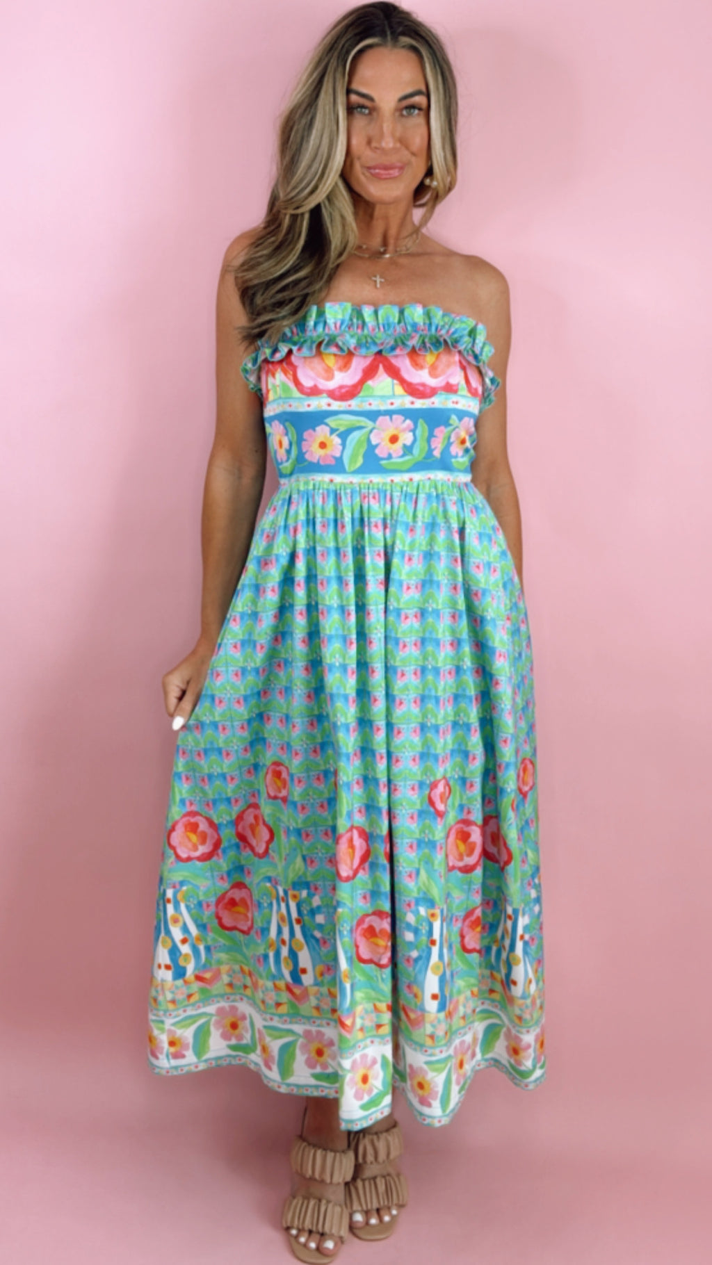 Alden Adair Catherine Strapless Midi Dress