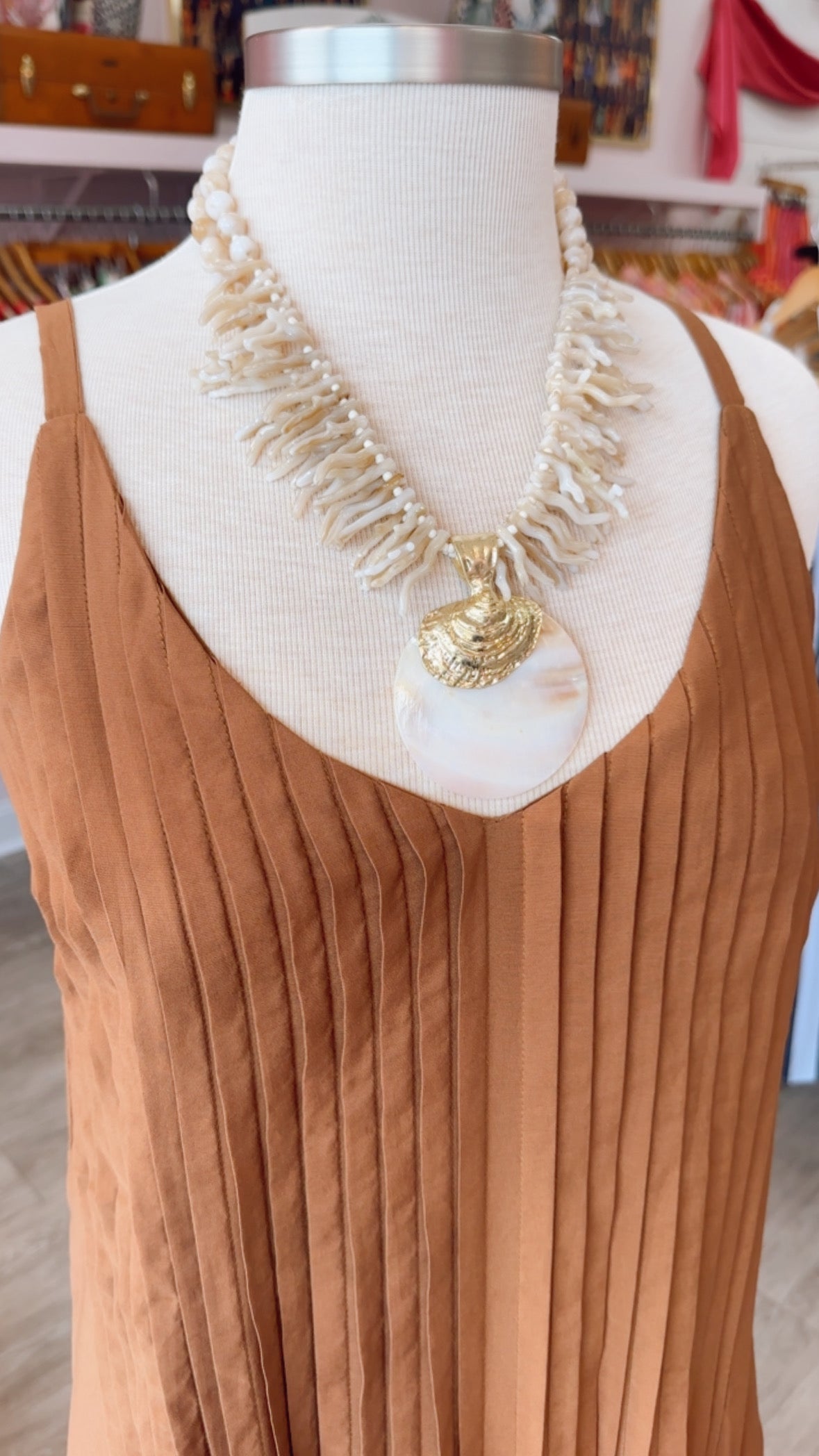 White Coral Branch Shell Necklace
