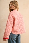 Pink Tie Front Quilted Jacket