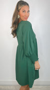 Ivy Jane Hunter Green Shirred Sleeve Dress (1 SMALL)