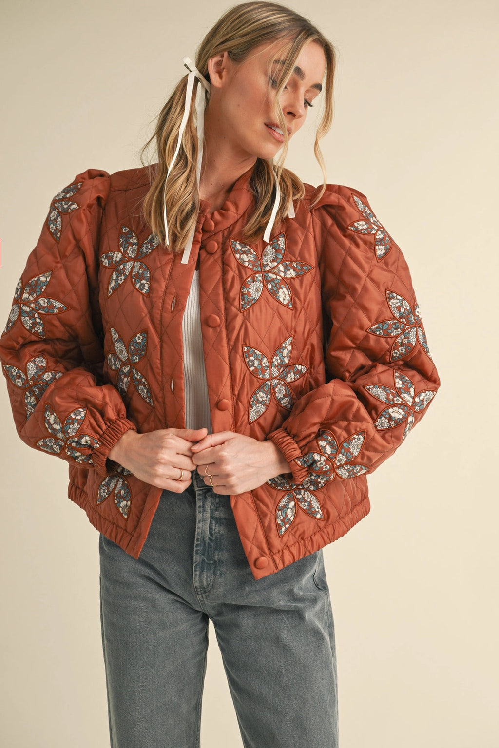 Bronze Quilted Jacket w/ Patchwork