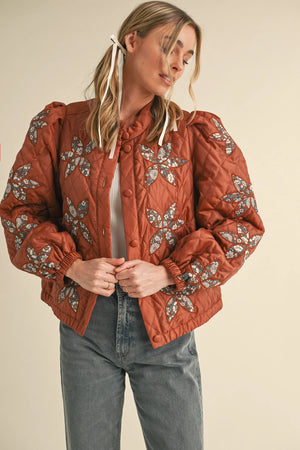 Bronze Quilted Jacket w/ Patchwork