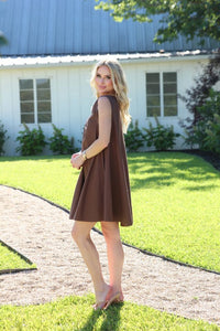 Karlie | Chocolate Denim Scoop Swing Dress