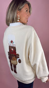Queen of Sparkles Beige Metallic Gingerbread Man Sweatshirt