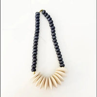 Gray Wood Disk Bead Neutral Necklace