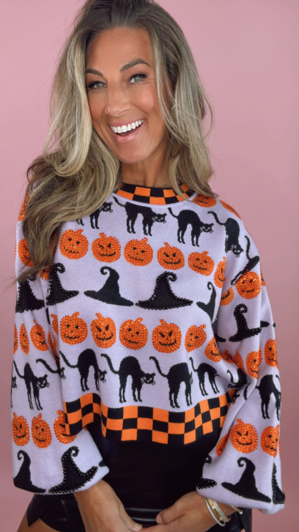 Queen of Sparkles Lavender Checkered Icon Sweater