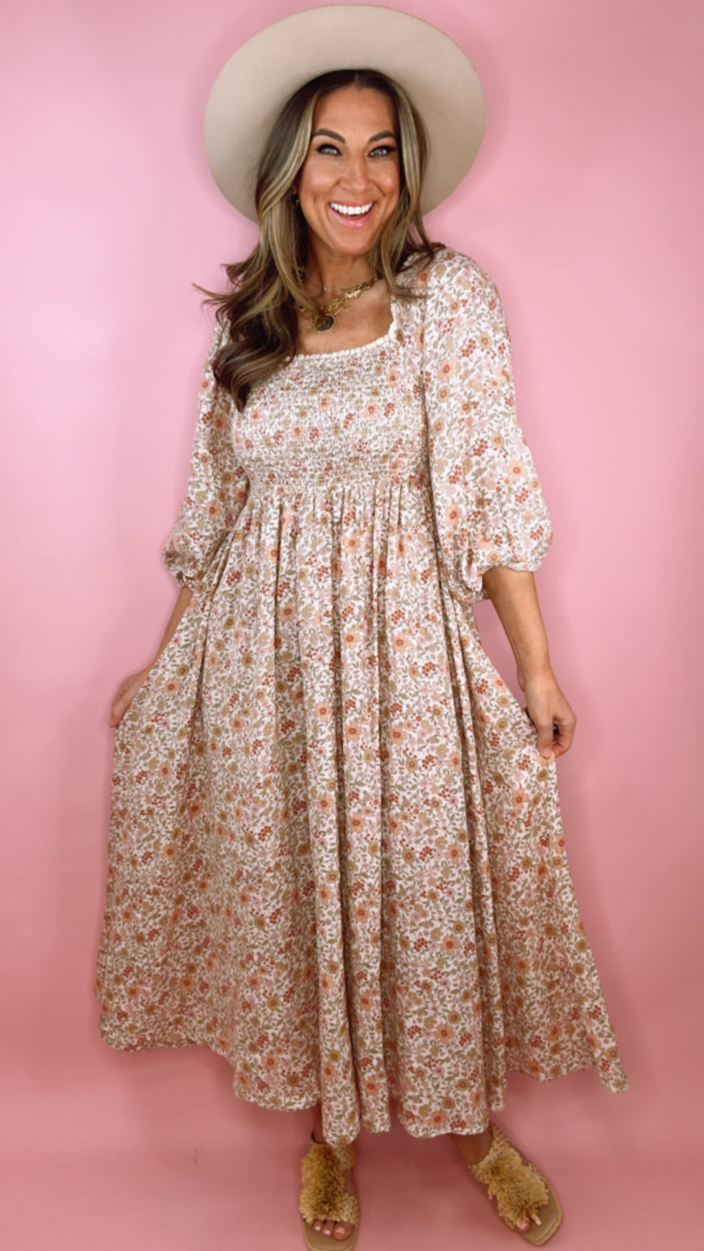 Rylee + Cru Della Dress in Pink Gardenia