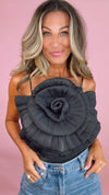 Black Rosette Cropped Top