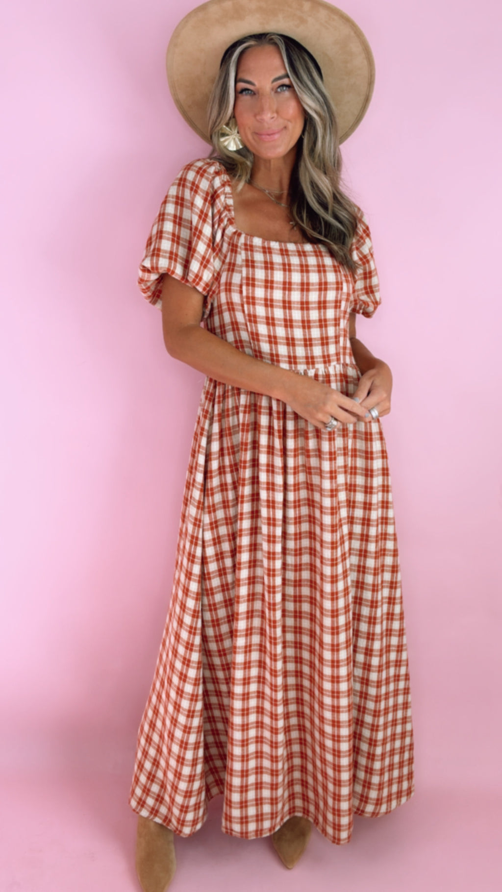 Rylee + Cru Chiara Red Plaid Maxi Dress