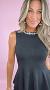 Endless Rose Black Jewel Trim Peplum Top