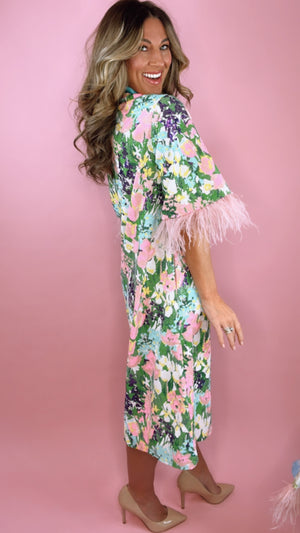 Brianna Cannon Floral Sequin Sparkling Blossom Midi Dress