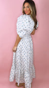 French Floral Garden Puff Sleeve Maxi Dress