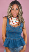 Moon River Denim Peplum Top (1 LARGE)