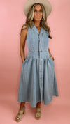 Karlie Denim Shirt Maxi Dress
