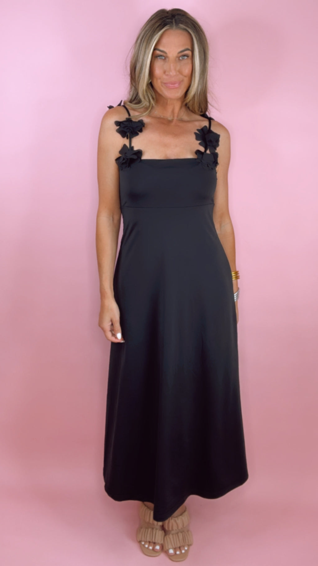 Endless Rose Black Rosette Shoulder Maxi