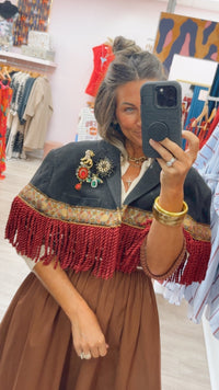 Blazer + Fringe Vest w/ Brooches