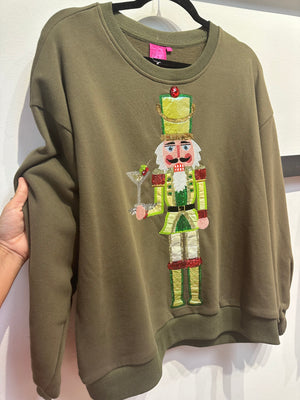 Queen of Sparkles Olive Martini Server Nutcracker Sweatshirt