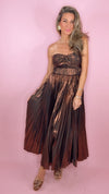 ASTR Ascella Metallic Brown Midi Dress
